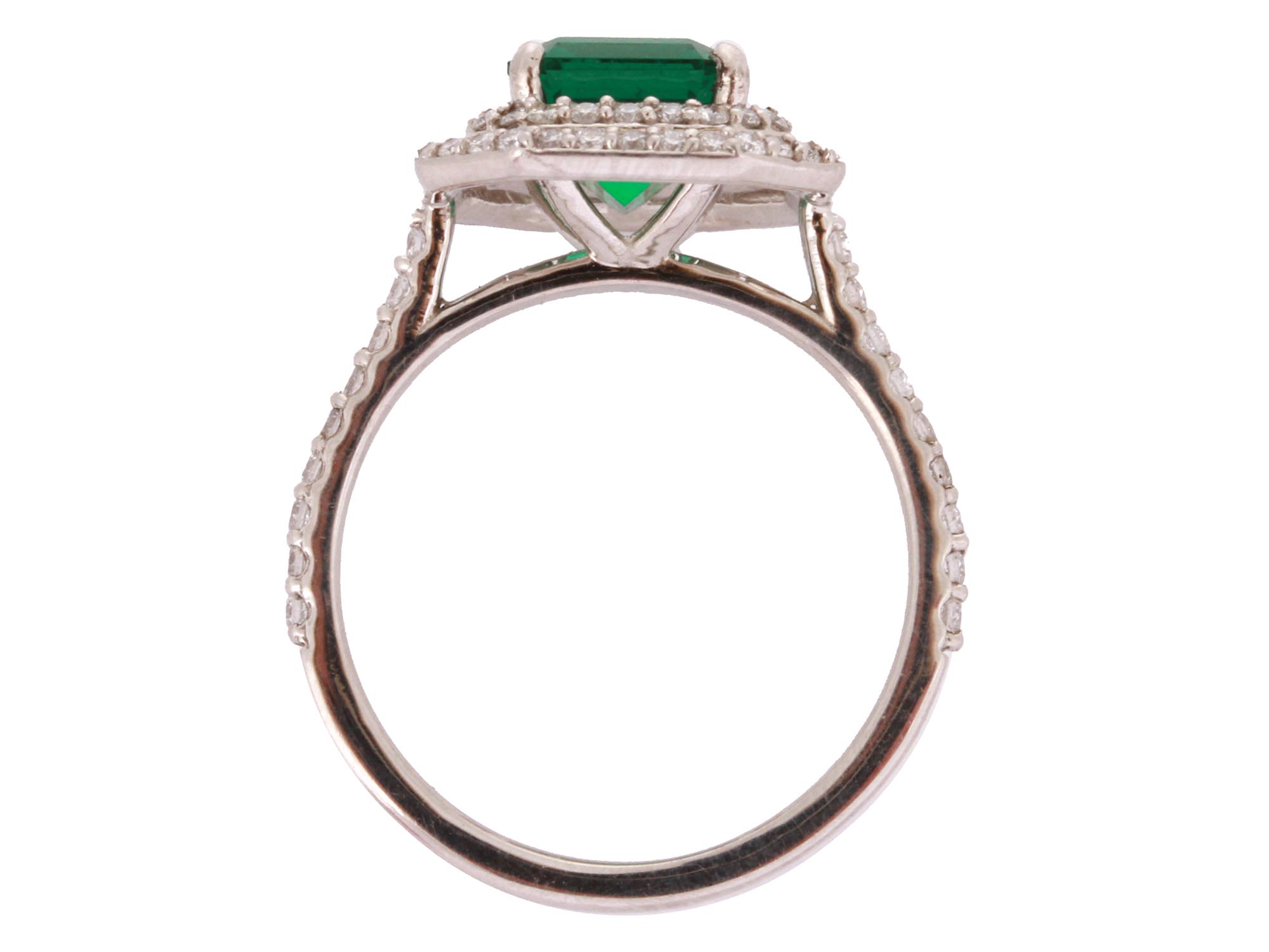 PLATINIUM, DIAMONDS AND EMERALD COCKTAIL RING PIC-3